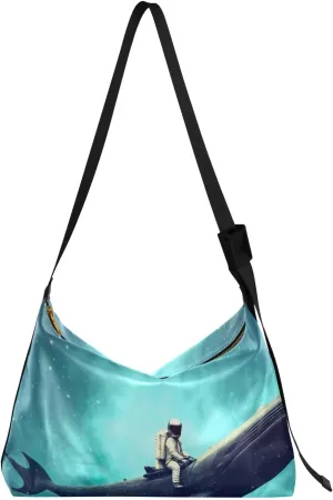 Purple Angrey Sea Animal Shoulder Bag for Women Man PU Leather Crossbody Bag with Adjustable Strap