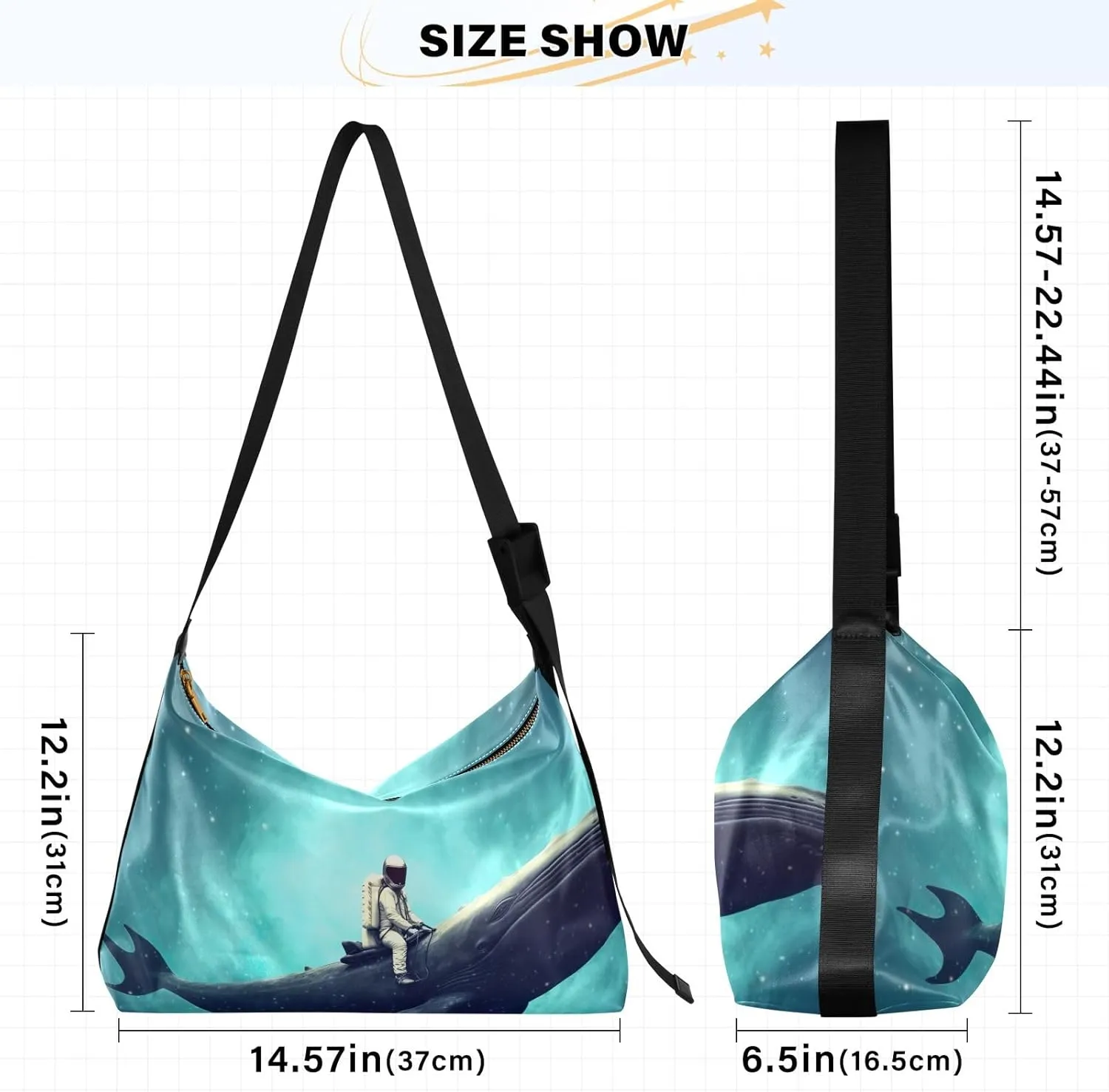 Purple Angrey Sea Animal Shoulder Bag for Women Man PU Leather Crossbody Bag with Adjustable Strap