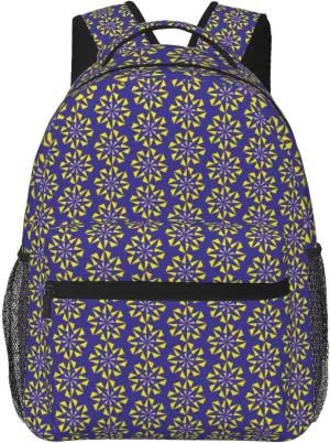 Purple Windmill Geometric Polygons Casual Backpack Travel Laptop Backpacks Lightweight Daypack Large Capacity Rucksack Notebook Bags Business Work Bag for Yoga Beach Hiking