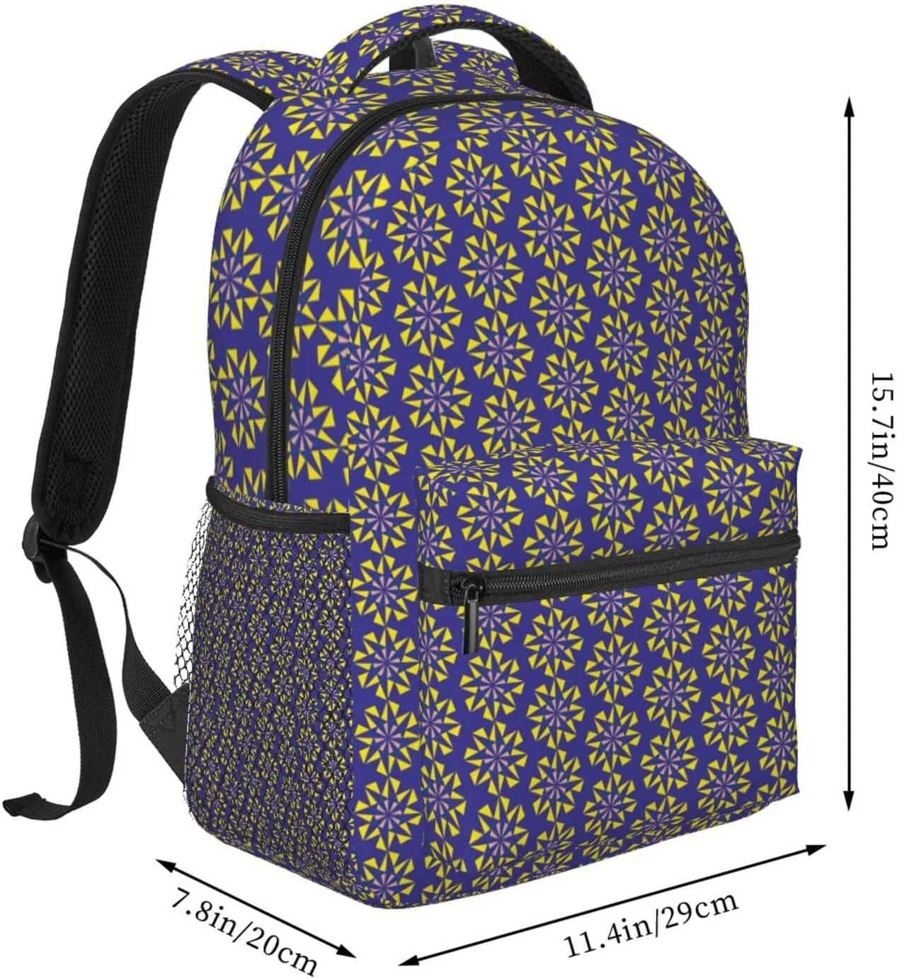 Purple Windmill Geometric Polygons Casual Backpack Travel Laptop Backpacks Lightweight Daypack Large Capacity Rucksack Notebook Bags Business Work Bag for Yoga Beach Hiking
