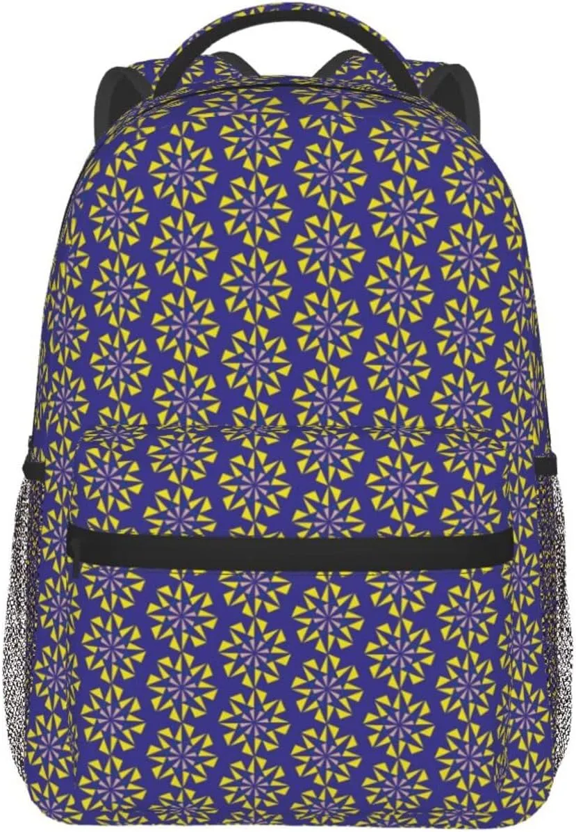 Purple Windmill Geometric Polygons Casual Backpack Travel Laptop Backpacks Lightweight Daypack Large Capacity Rucksack Notebook Bags Business Work Bag for Yoga Beach Hiking