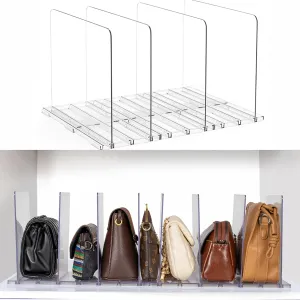 Purse Organizer for Closet, Adjustable Acrylic Clear Handbag Gift Bag Storage Organizers, Shelf Divider Bag Organizer for Small Closet, 1 Pack