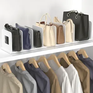 Purse Organizer for Closet Shelf, Adjustable Purse Storage Organizer, Shelf Dividers Handbag Organizers for Closets, Purse Dividers for Closet Purse Organizers and Storage (10 Divider), white