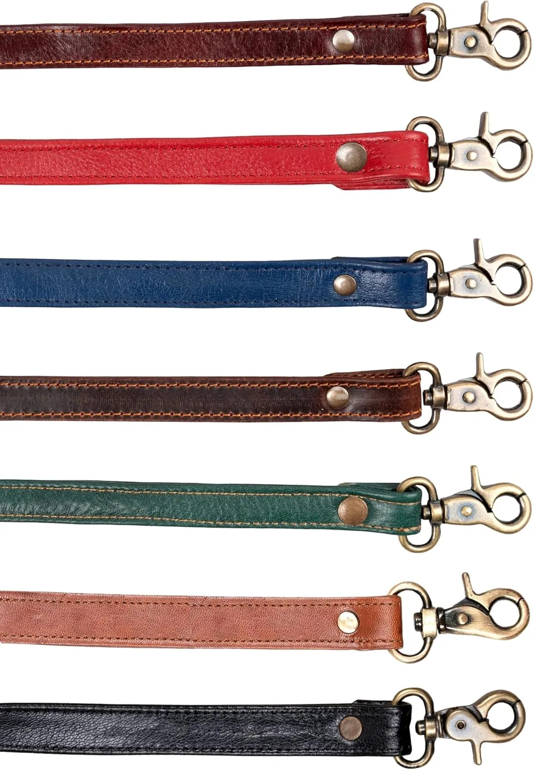 Purse Straps Replacement Full Grain Leather - Premium Straps with Brass Clips for Handbag shoulder bag - 2 Pcs (Red) 24" inches