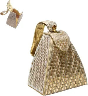 Pyramid Shape Rhinestones Luxury Evening Bags ，Crystal Pyramid Handbag, Rhinestones Luxury Evening Bags