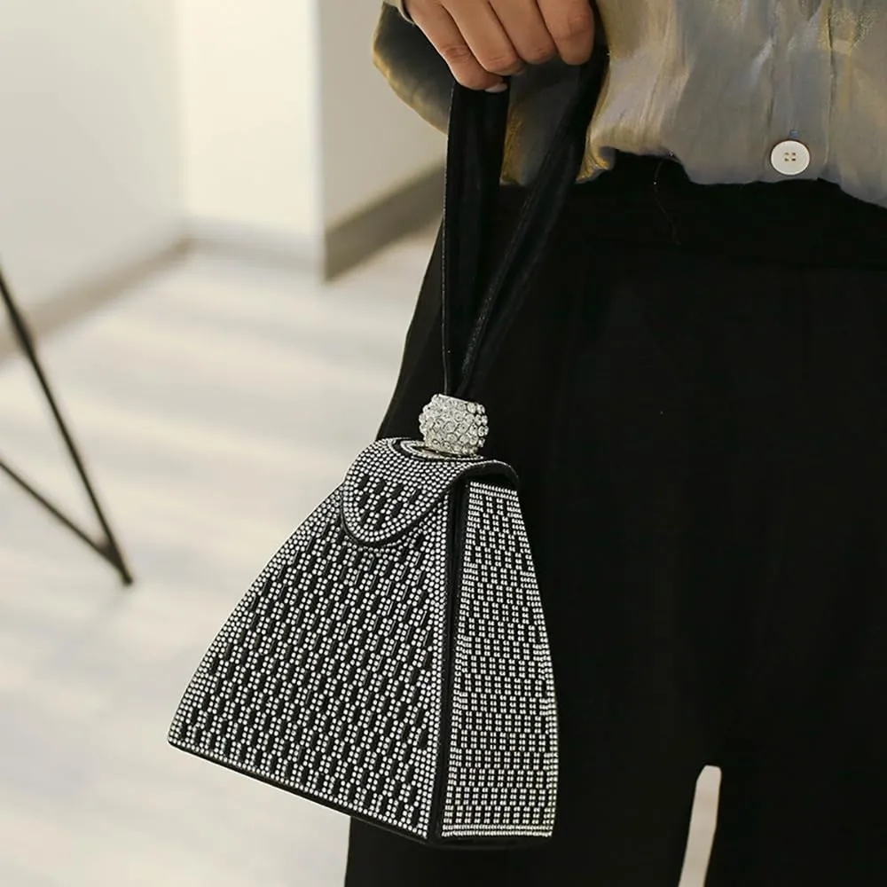 Pyramid Shape Rhinestones Luxury Evening Bags ，Crystal Pyramid Handbag, Rhinestones Luxury Evening Bags