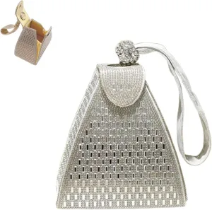 Pyramid Shape Rhinestones Luxury Evening Bags ，Crystal Pyramid Handbag, Rhinestones Luxury Evening Bags