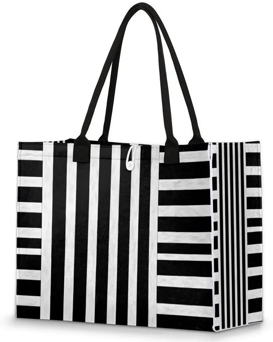 QsirBC Geometric Modern Texture Tote Bag for Women Shoulder Bags with Pockets Handbags Purses Large Totes
