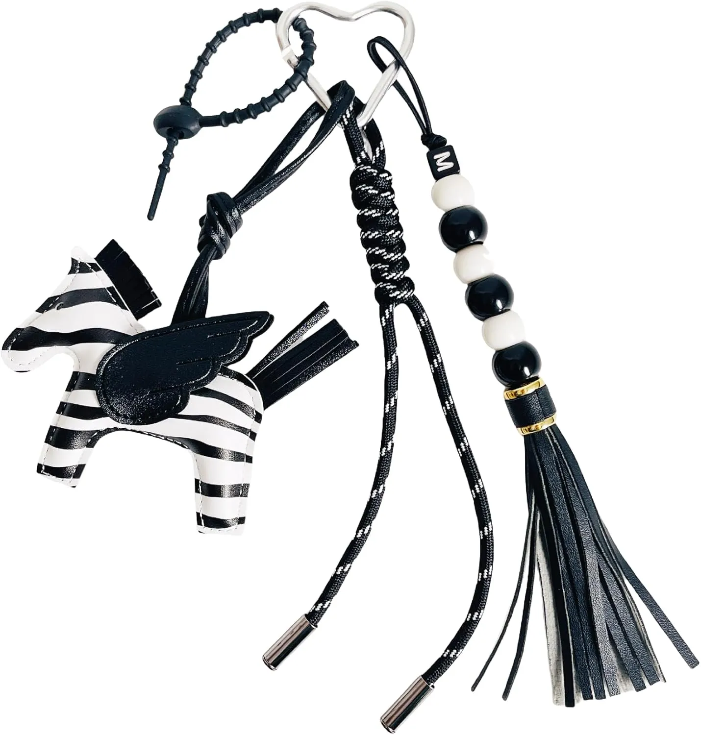 QTMY Cute Zebra Beaded Braided Keychain Bag Charms for Handbag Purse Backpack Accessories Bogg Bag,427