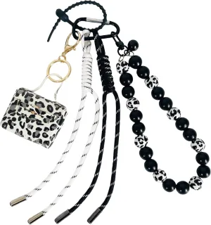 QTMY Mini Leopard Print Purse Beaded Rope Braided Keychain Bag Charms for Handbag Purse Backpack Accessories for Bogg Bag,736