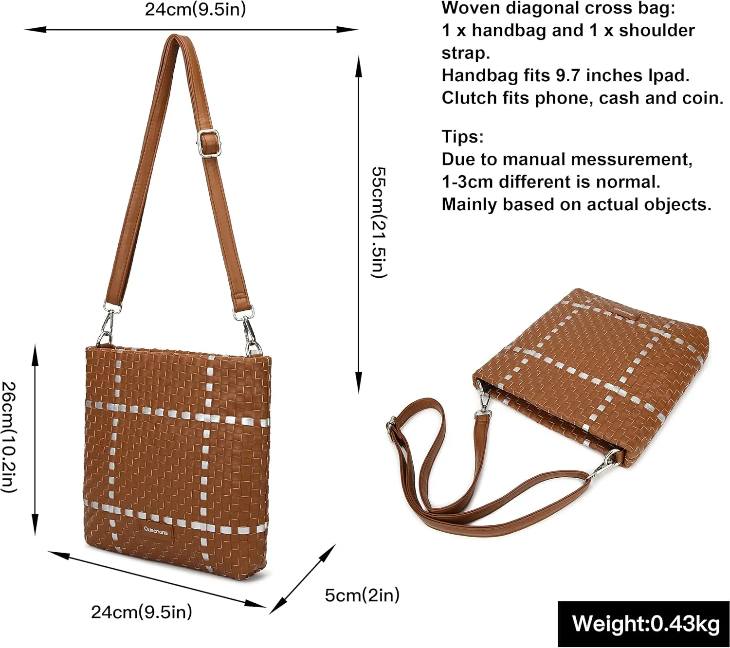 Queenoris Fashion Small Woven Bag for Women, suitable for women, handmade stray handbag bag bag handbag travel bag