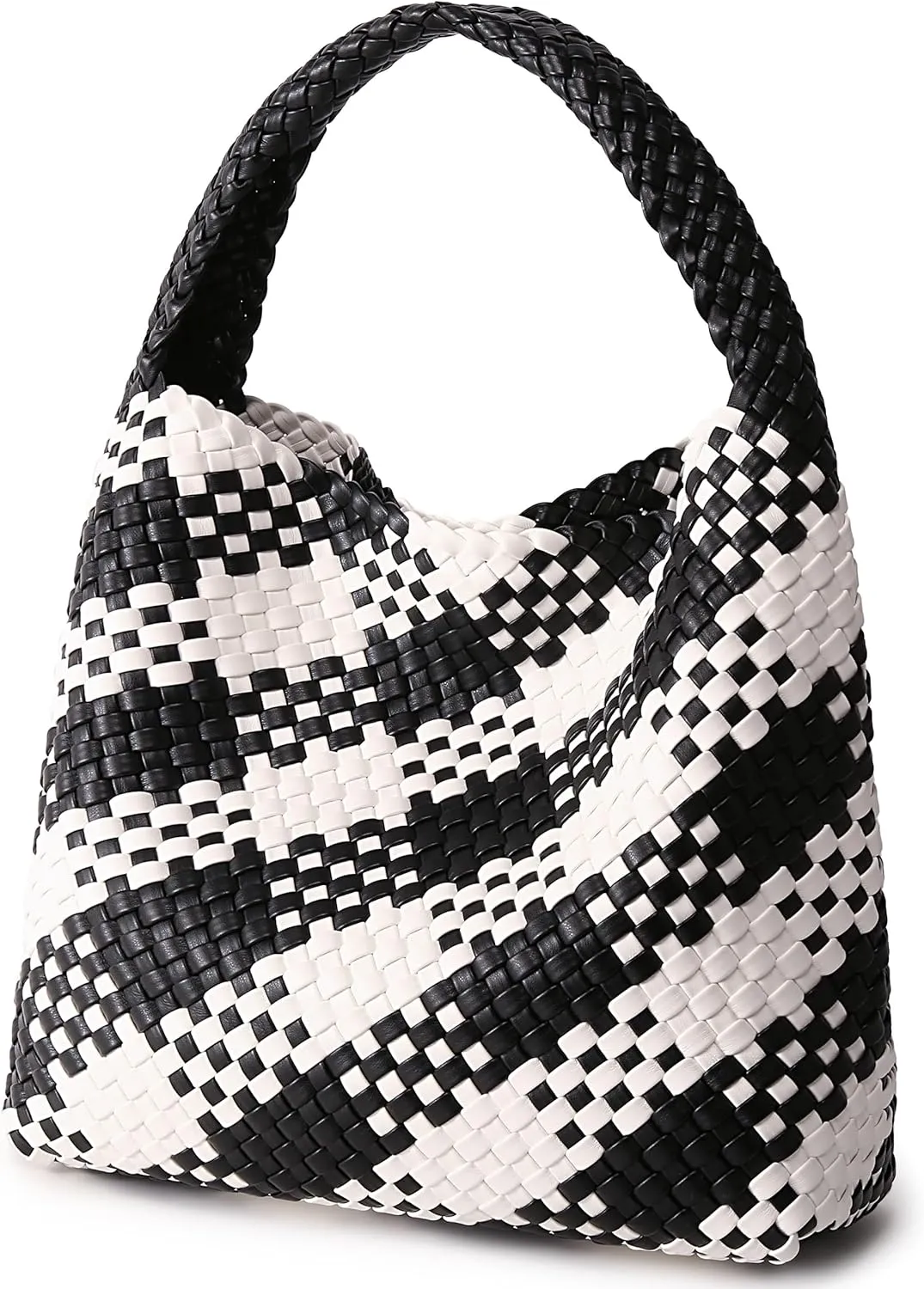 Queenoris Fashion Woven Purse for Women Top-handle Shoulder Bag Soft Summer Hobo Tote Bag