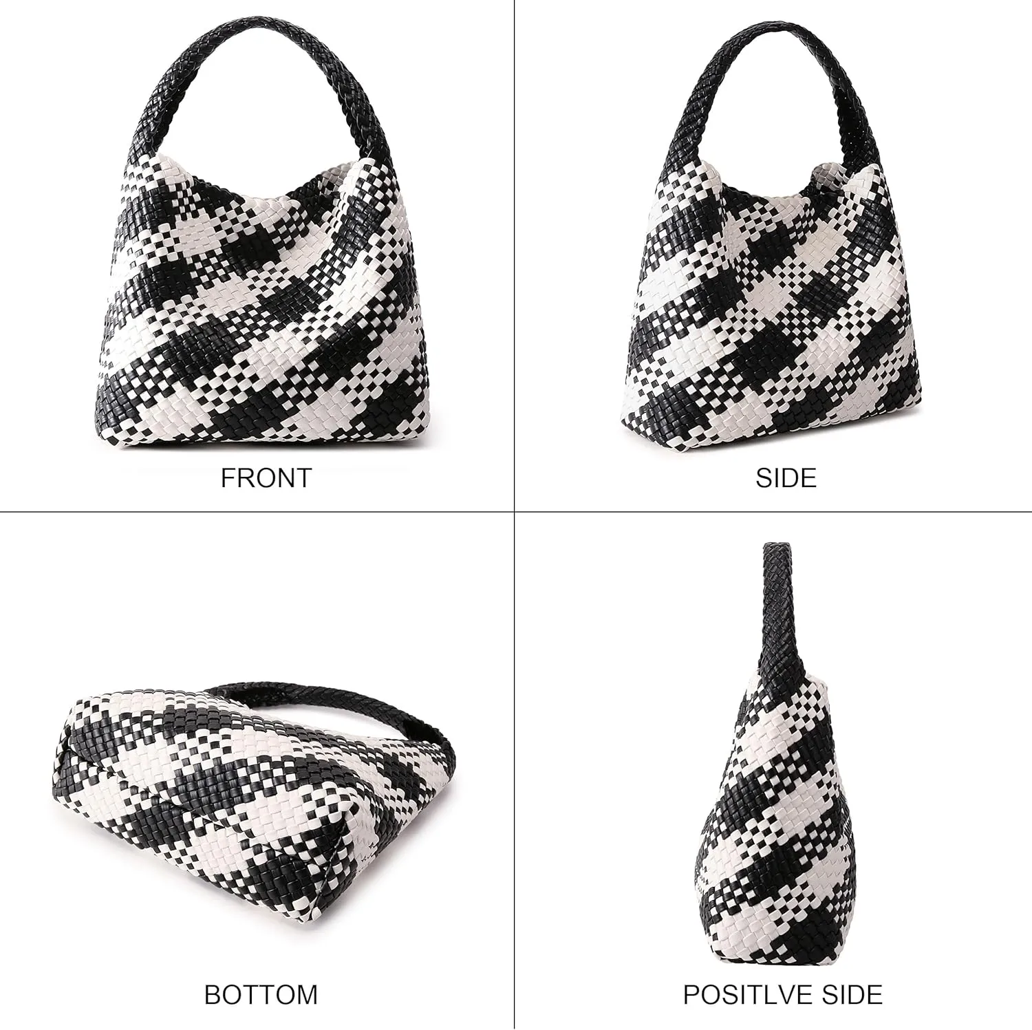 Queenoris Fashion Woven Purse for Women Top-handle Shoulder Bag Soft Summer Hobo Tote Bag