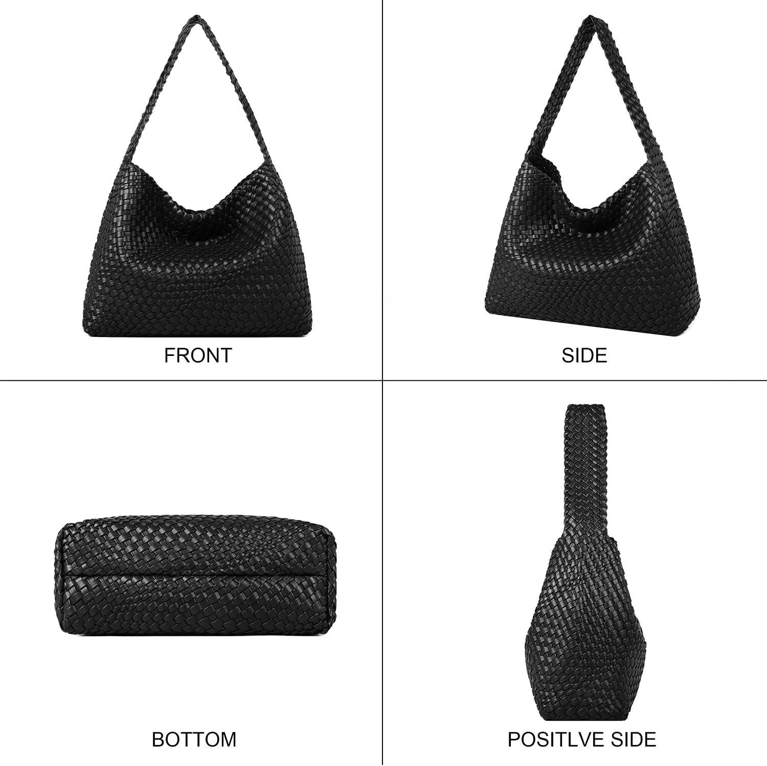 Queenoris Fashion Woven Purse for Women Top-handle Shoulder Bag Soft Summer Hobo Tote Bag