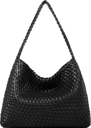 Queenoris Fashion Woven Purse for Women Top-handle Shoulder Bag Soft Summer Hobo Tote Bag