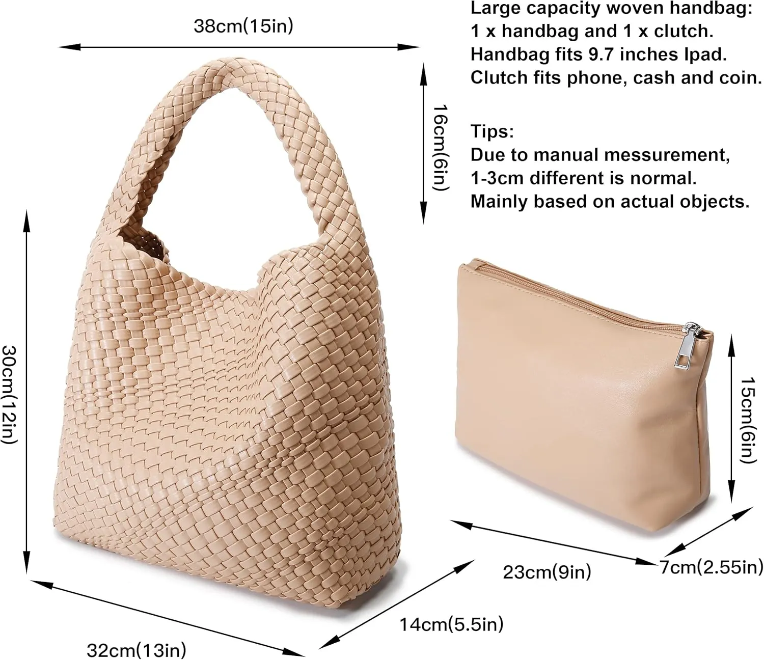 Queenoris Fashion Woven Purse for Women Top-handle Shoulder Bag Soft Summer Hobo Tote Bag
