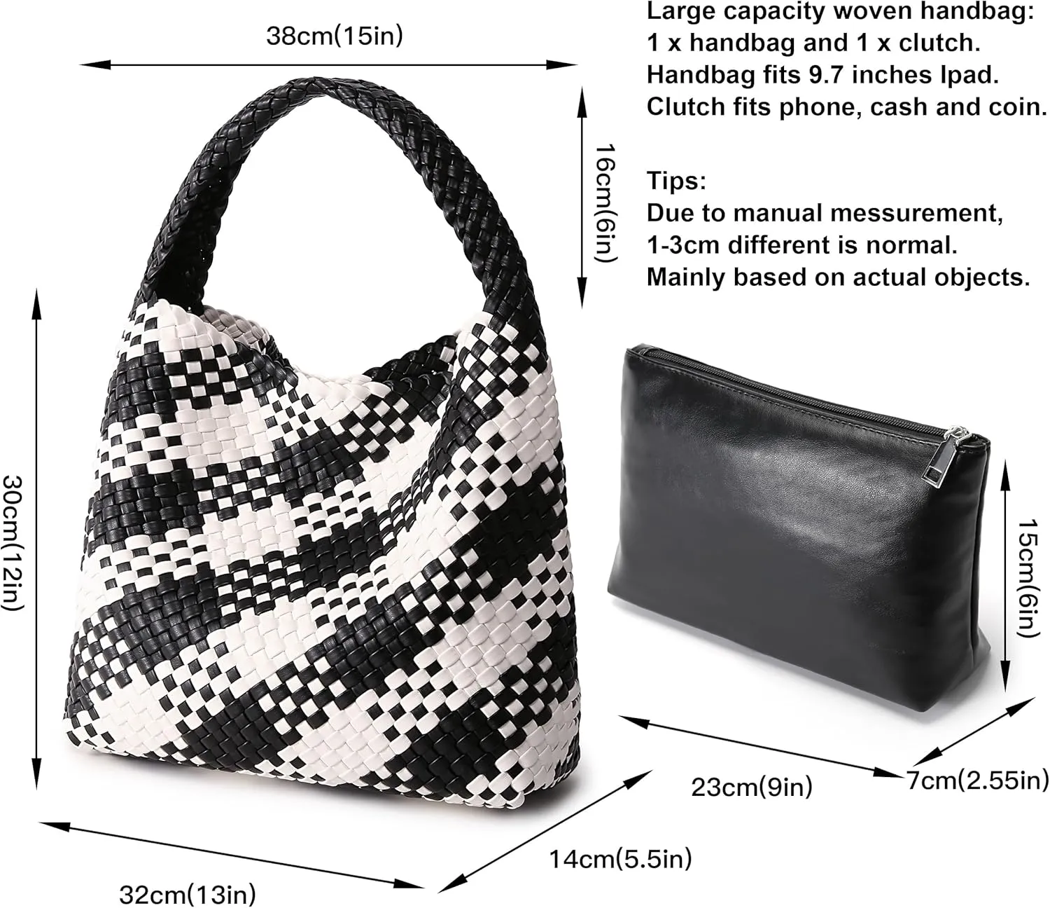 Queenoris Fashion Woven Purse for Women Top-handle Shoulder Bag Soft Summer Hobo Tote Bag