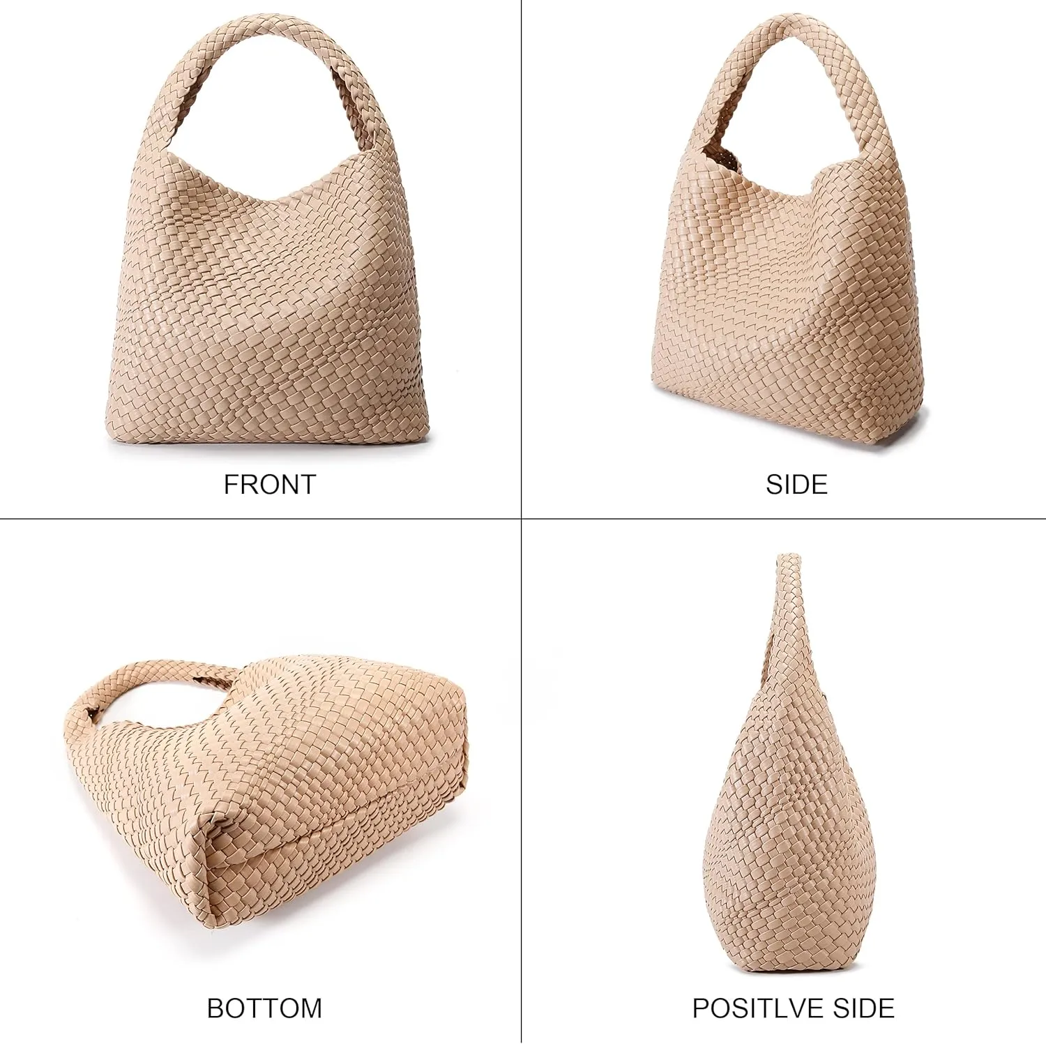 Queenoris Fashion Woven Purse for Women Top-handle Shoulder Bag Soft Summer Hobo Tote Bag