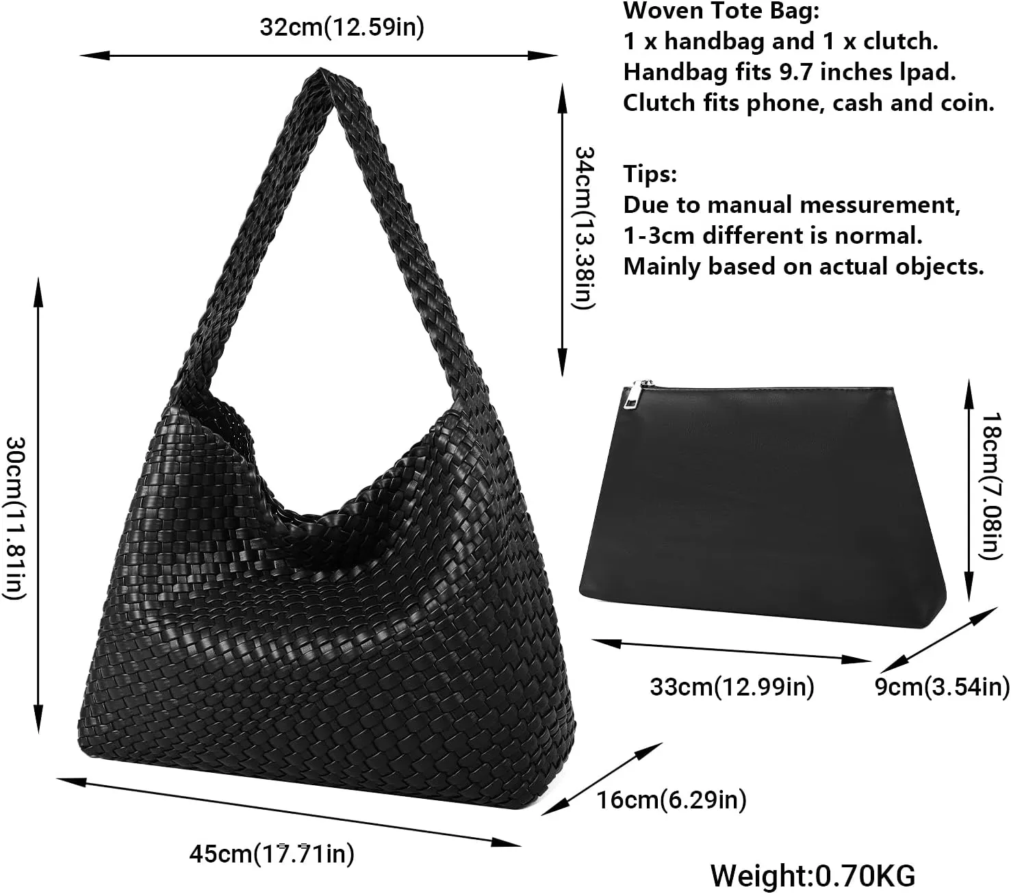 Queenoris Fashion Woven Purse for Women Top-handle Shoulder Bag Soft Summer Hobo Tote Bag