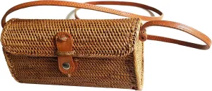 Rattan Basket Clutch With Shoulder Strap, Woven Rattan Bag