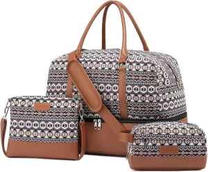 Realer Travel Duffel Bag for Women, Canvas Weekender Bag Large Carry on Overnight Bag with Shoe Compartment, Mommy Hospital bags for Labor and Delivery