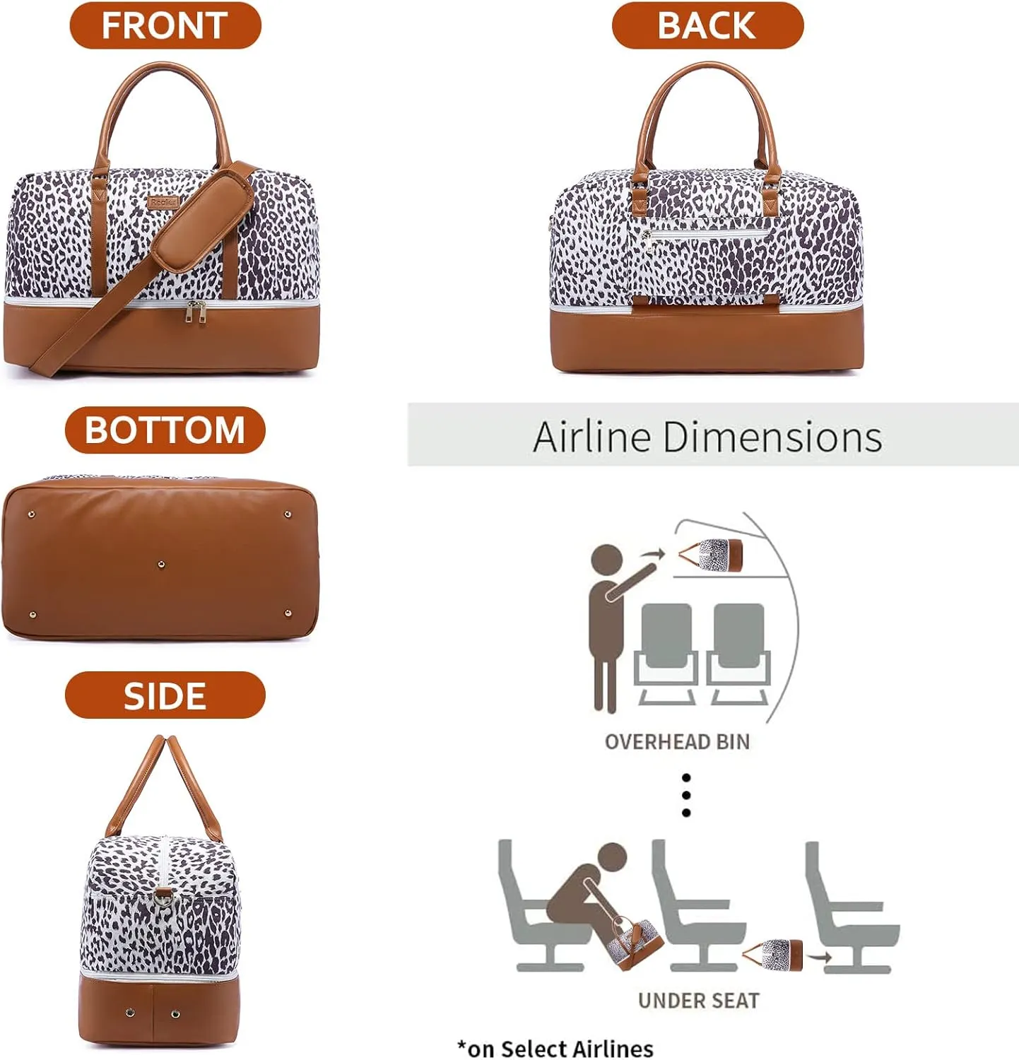 Realer Travel Duffel Bag for Women, Canvas Weekender Bag with Toiletry Bag, Large Carry on Overnight Bag with Shoe Compartment, Mommy Hospital Bags for Labor and Delivery