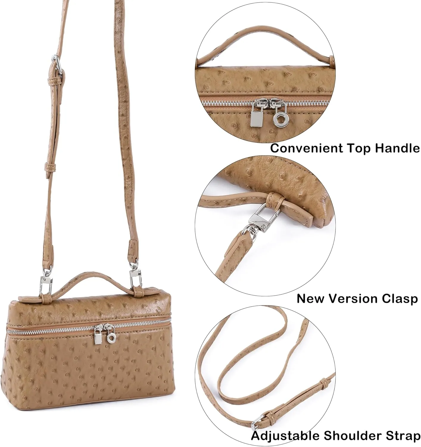 Rejolly Crossbody Bag for Women Small Pouch Top-Handle Leather Bag Designer Shoulder Handbag Quiet Luxury Trendy Purse