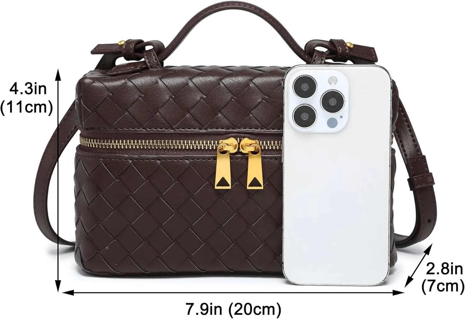 Rejolly Top-Handle Pouch Handbag for Women Woven Leather Vanity Case Designer Crossbody Bag Quiet Luxury Trendy Purse