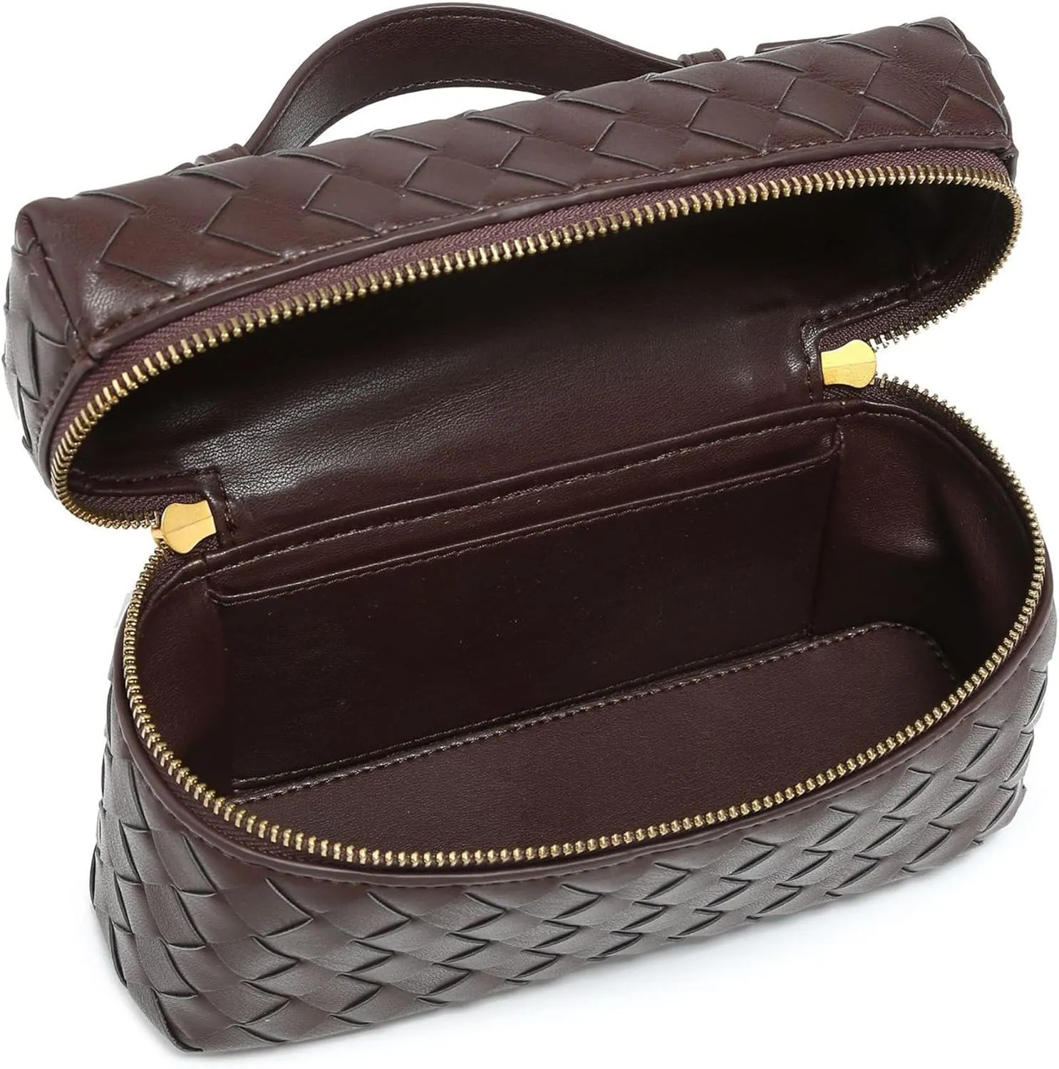 Rejolly Top-Handle Pouch Handbag for Women Woven Leather Vanity Case Designer Crossbody Bag Quiet Luxury Trendy Purse