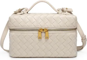 Rejolly Top-Handle Pouch Handbag for Women Woven Leather Vanity Case Designer Crossbody Bag Quiet Luxury Trendy Purse