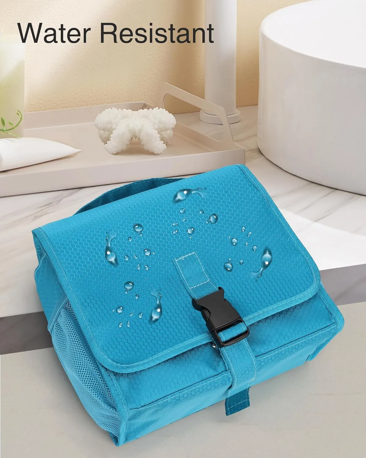 Relavel Hanging Toiletry Bag for Women and Men, Small Travel Bag for Girls Compact Size with Multiple Compartments Waterproof Travel Kit Wash Bag Makeup Storage Organizer Gym Shower Bag Blue