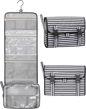 Relavel Travel Toiletry Bag for Men, Hanging Toiletry Bag for Women Makeup Cosmetic Storage Organizer Large Capacity Travel Kit Shaving Bag for Full Sized Container Striped