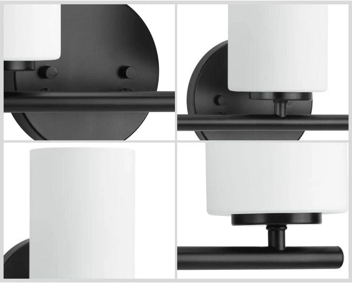 Replay Collection 3-Light Etched Glass Modern Bath Vanity Light Textured Black