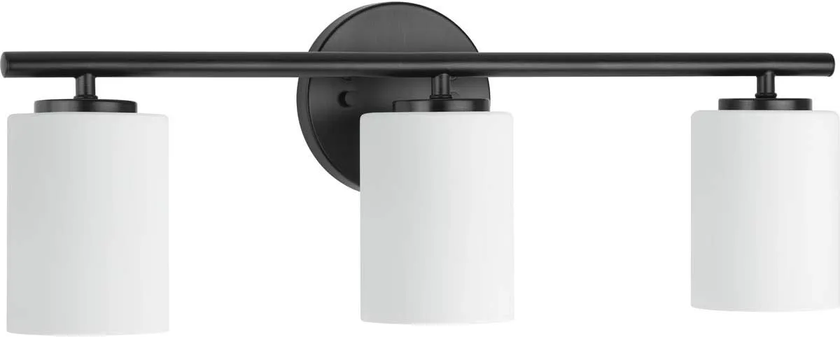 Replay Collection 3-Light Etched Glass Modern Bath Vanity Light Textured Black