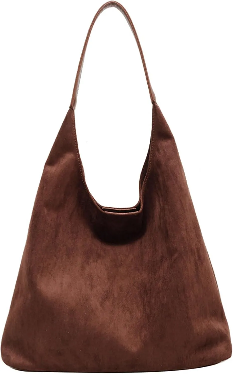 Retro Slouchy Suede Tote Bags for Women Top Handle Large Hobo Bag Fall Winter Shoulder Handbags, Brown