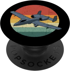 Retro Vintage Military A-10 Thunderbolt Warthog Aircraft PopSockets Adhesive PopGrip