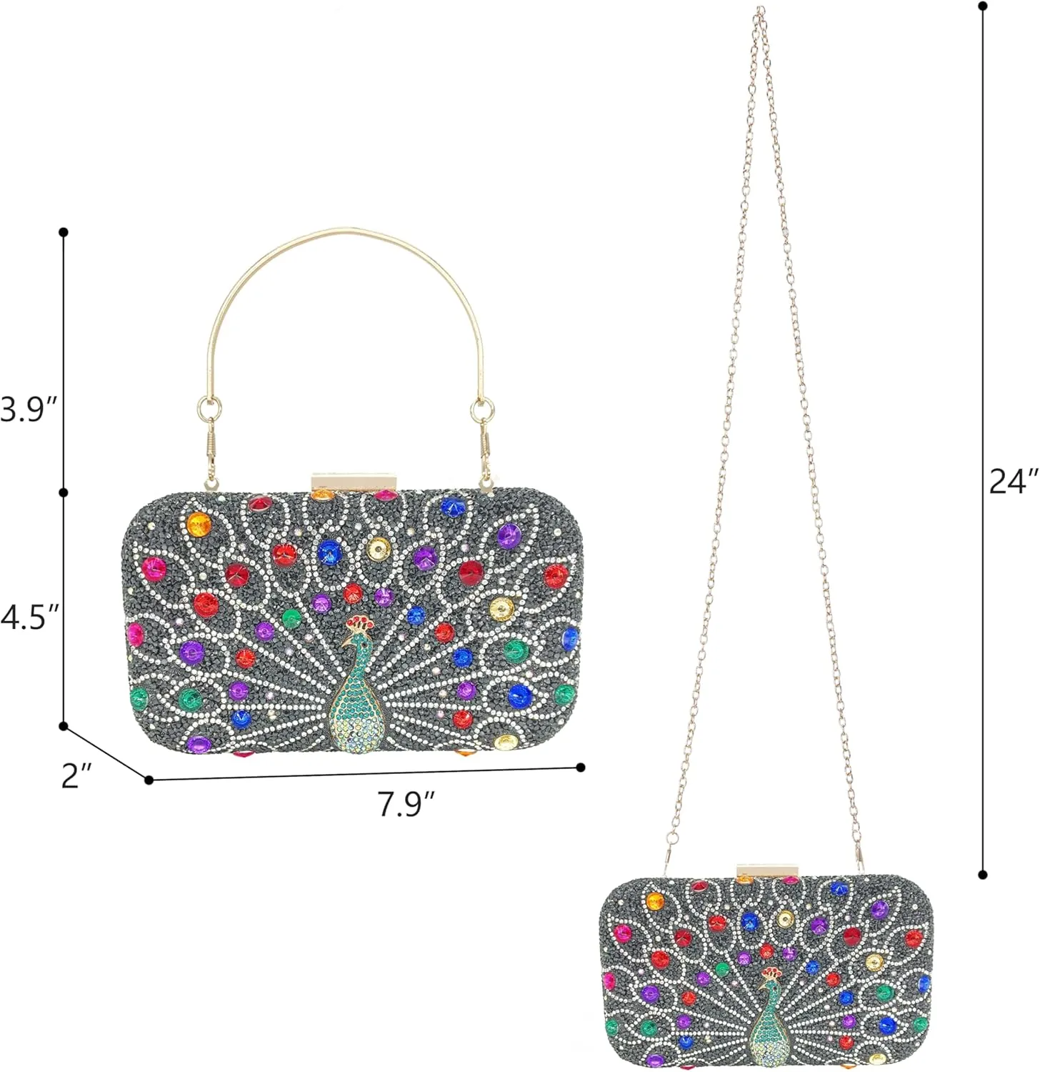 Rhinestone Clutch Purses for Women Evening Wedding Formal - Round Pearl Clasp Handbag - Crystal Diamond Bag