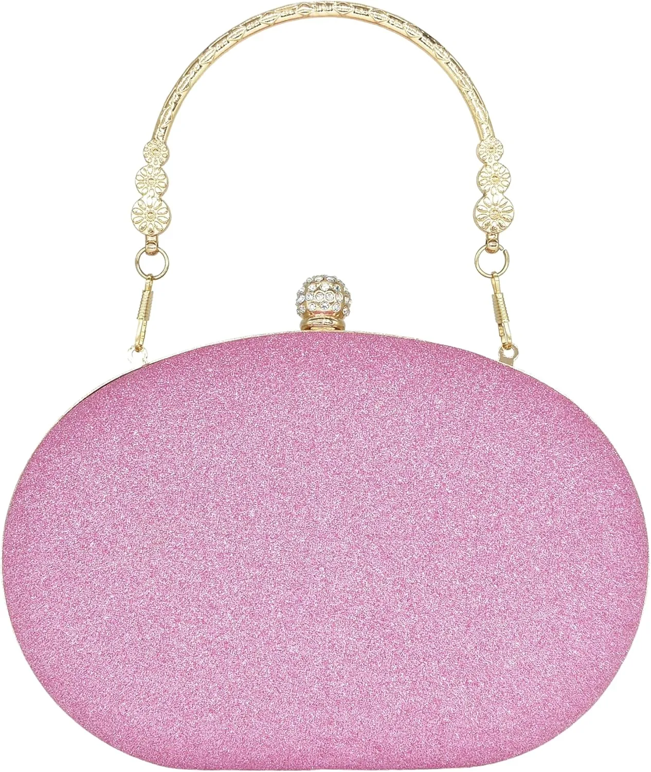 Rhinestone Clutch Purses for Women Evening Wedding Formal - Round Pearl Clasp Handbag - Crystal Diamond Bag