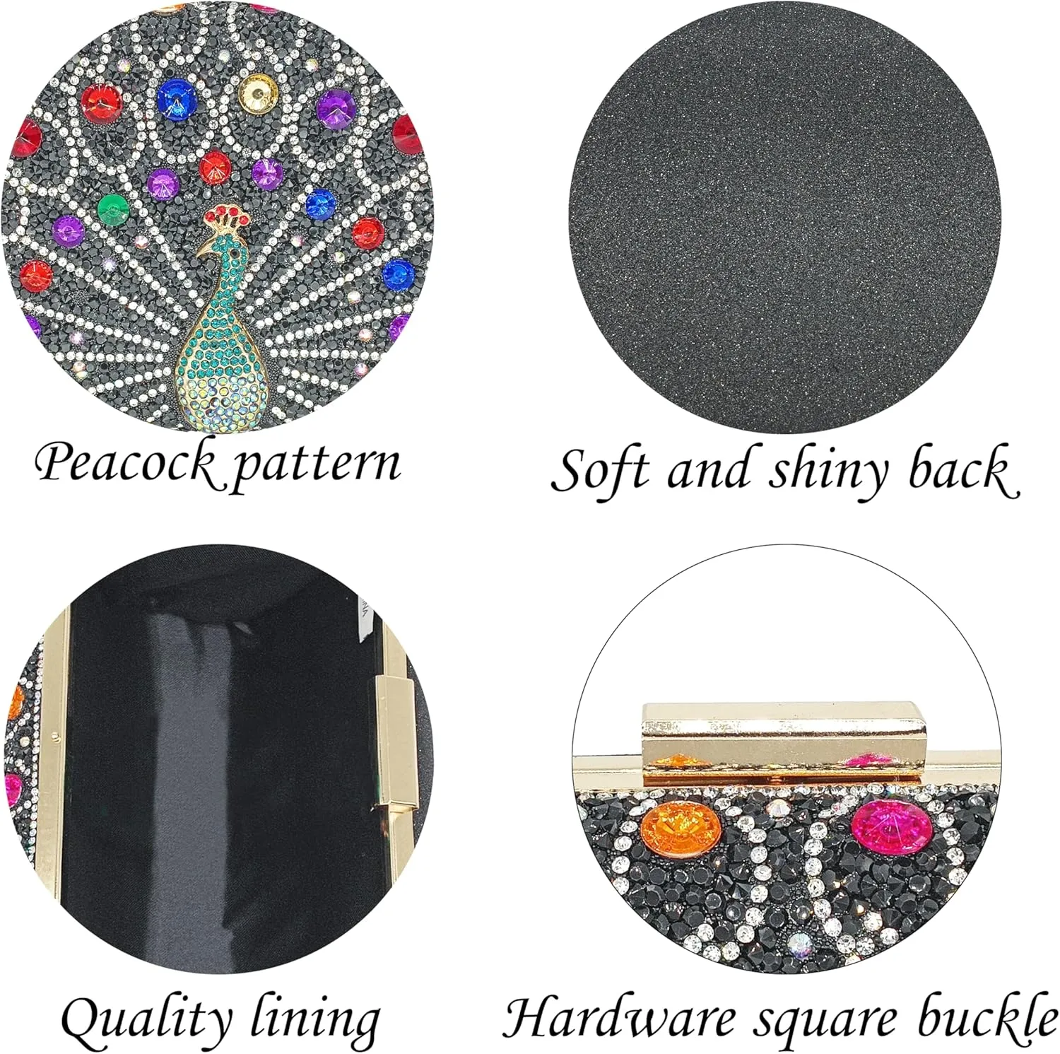 Rhinestone Clutch Purses for Women Evening Wedding Formal - Round Pearl Clasp Handbag - Crystal Diamond Bag