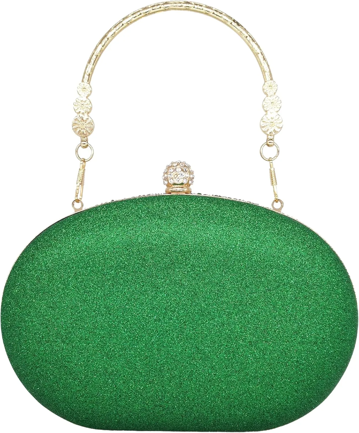 Rhinestone Clutch Purses for Women Evening Wedding Formal - Round Pearl Clasp Handbag - Crystal Diamond Bag