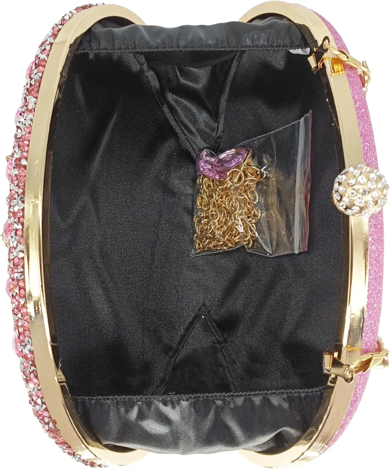 Rhinestone Clutch Purses for Women Evening Wedding Formal - Round Pearl Clasp Handbag - Crystal Diamond Bag