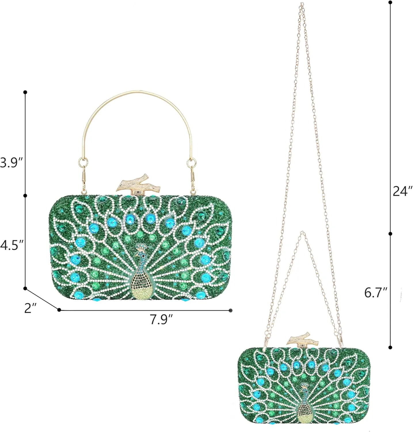 Rhinestone Clutch Purses for Women Evening Wedding Formal - Round Pearl Clasp Handbag - Crystal Diamond Bag