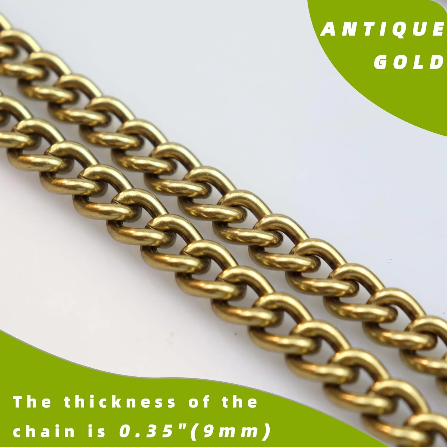 RILOMBAO 47"(120cm) Purse Chain Strap Extra Heavy Metal Shoulder Cross Body Chain Replacement Straps 0.35" Wide Antique Gold 1 Pack for Bags Handbags Purse Making Supplies