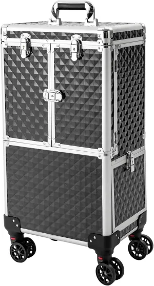 Rolling Makeup Case, Large Professional Cosmetology Trolley Case, Multi functional Cosmetic Trolley with Wheels & Drawers