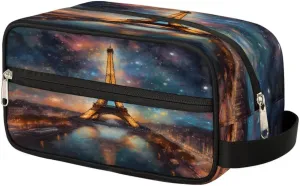 Romantic Starry Night Eiffel Tower Travel Toiletry Bag Wash Bag Portable Cosmetic Bag Toiletries Accessories Cosmetic Storage Bag Shower Shaving Bag Unisex Romantic Paris