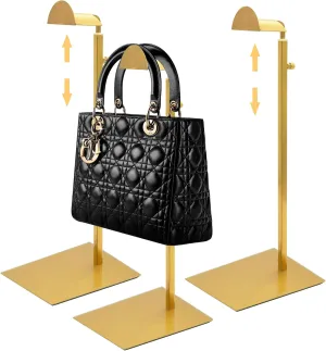 Royxen 3 Pack Handbag Rack Stainless Steel with Adjustable Height, Purse Display Stand (Gold)