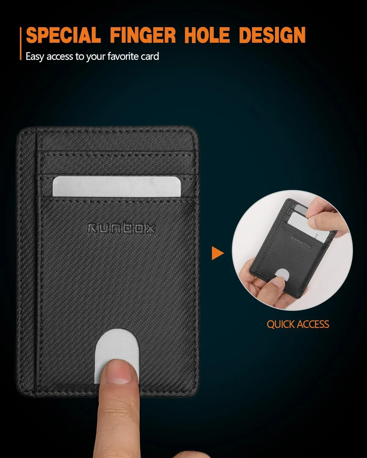 RUNBOX Slim Minimalist RFID Blocking Front Pocket Leather Wallets for Men Women Gift Box