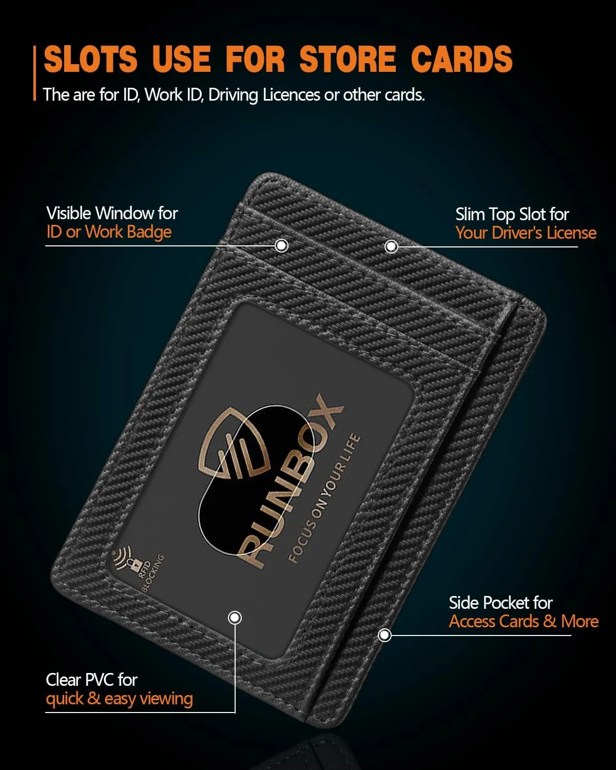 RUNBOX Slim Minimalist RFID Blocking Front Pocket Leather Wallets for Men Women Gift Box