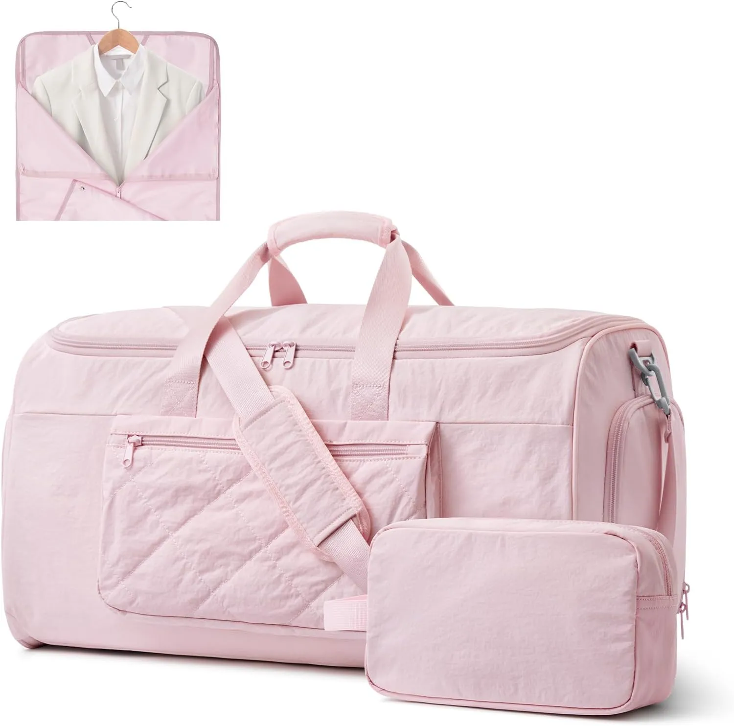 S-ZONE Garment Duffle Bags for Travel Carry on Convertible 2 in 1 Suit Bags Hanging Suitcase with Toiletry Bag 50L