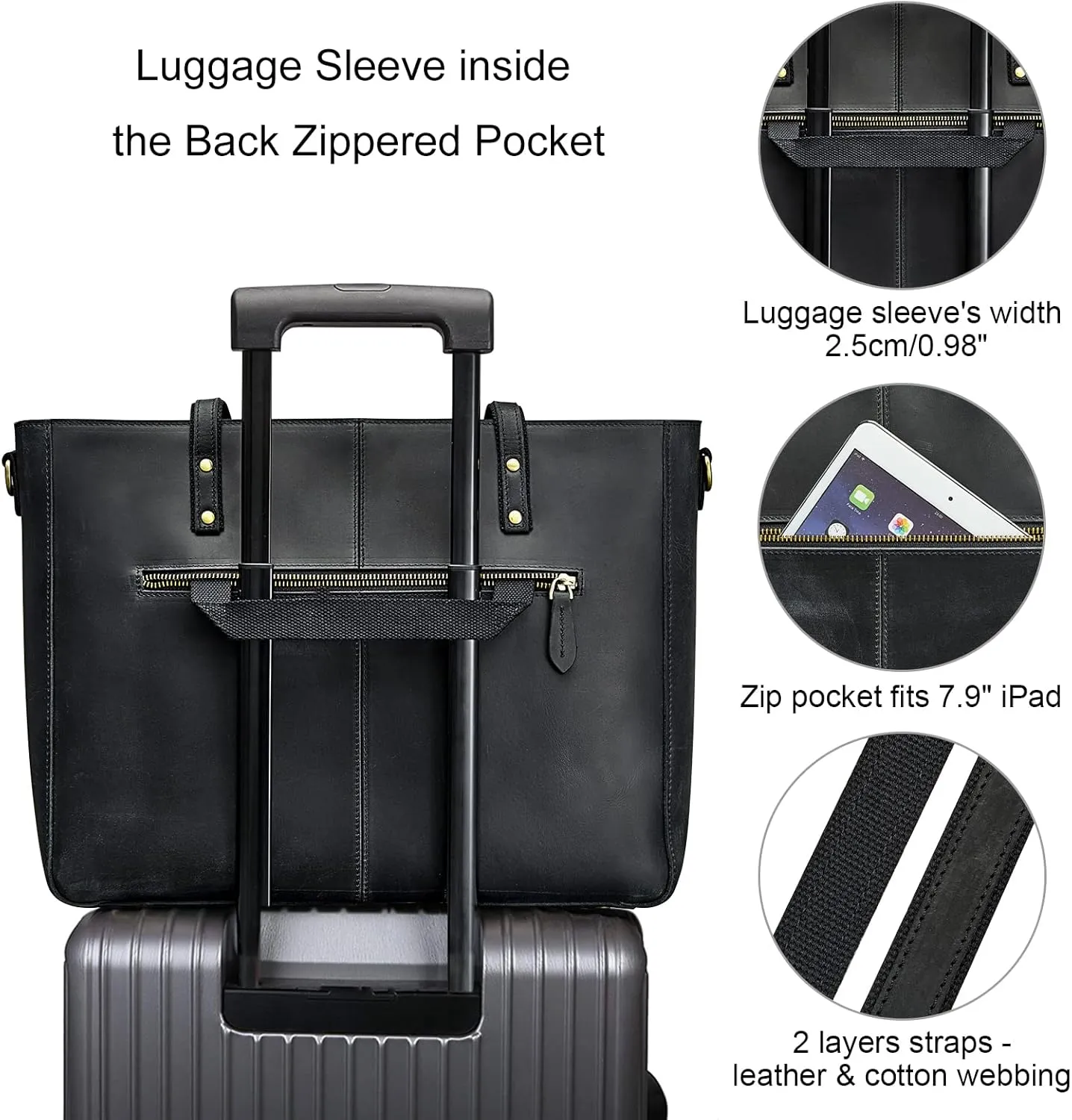 S-ZONE Genuine Leather Shoulder Tote Bag for Women Large Handbag Work Purse